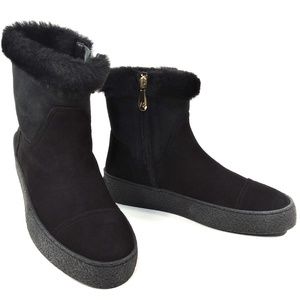 ALBERTO CICCIOLI 🇮🇹 WOMEN'S BLACK SOFT SUEDE COMFORT WINTER ANKLE BOOTIE